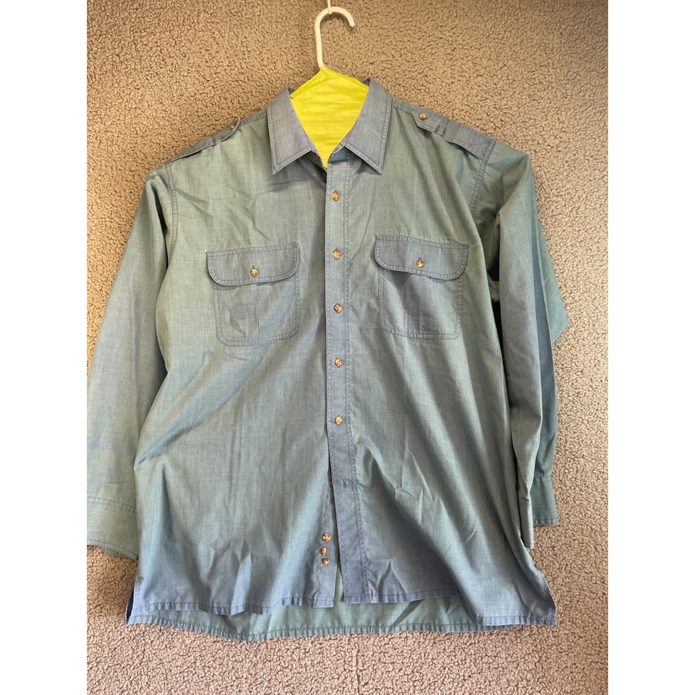 JOHN BLAIR Men's Gray Button Down Shirt Size LG‎